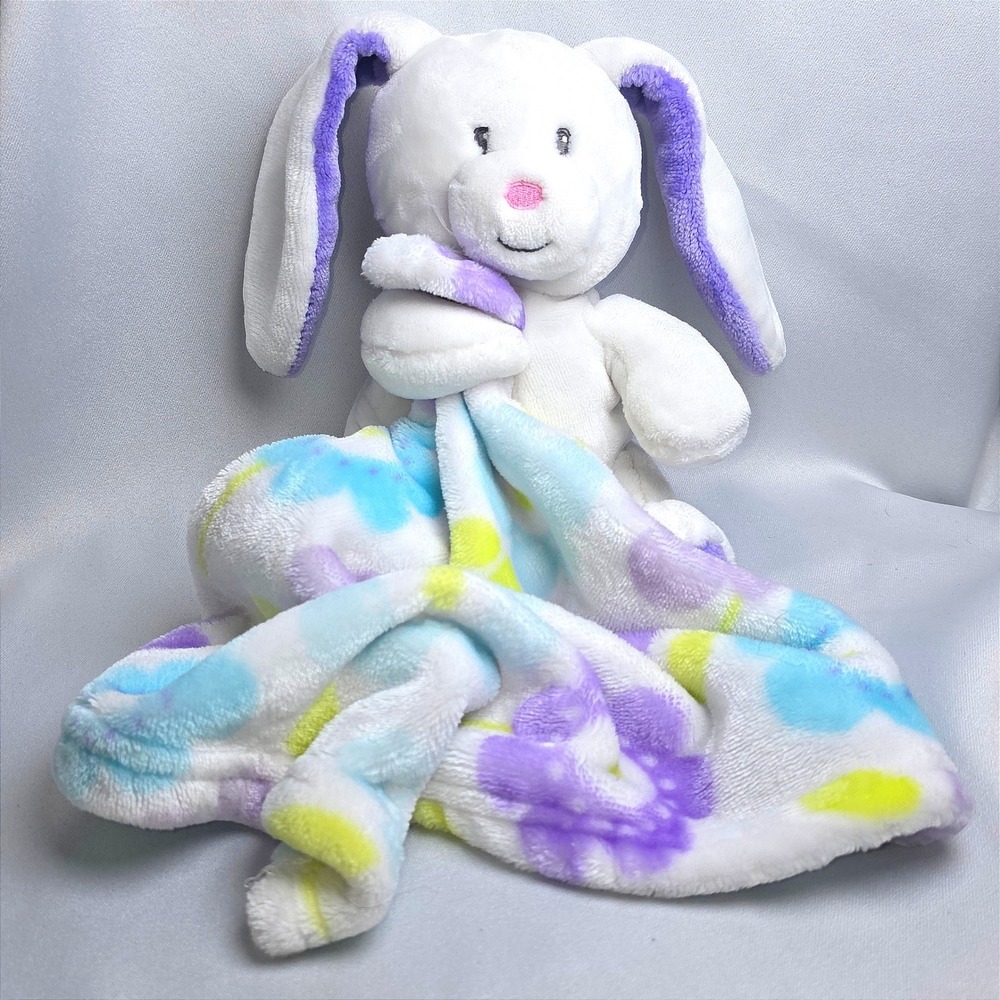Little Miracles White Bunny Rabbit Plush Security Blanket Floral Lovey 1038917